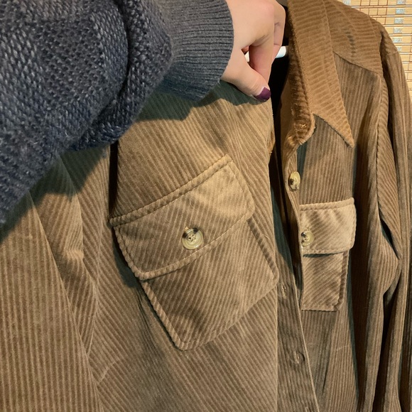 Democracy Soft Corduroy Button Down Shirt in Brown - Picture 4 of 4